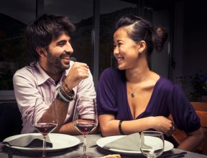 Romantic date in a fine dining restaurant