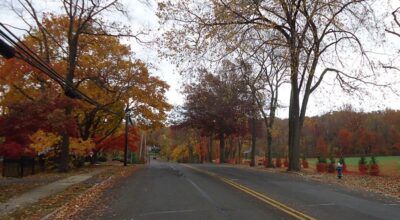 New Providence street in NJ, in early autumn