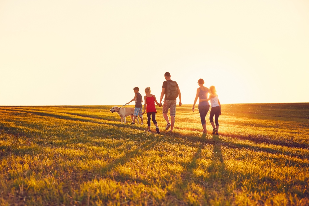 Family time on a sunset